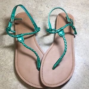 Metallic Green Sandals Size 6/6.5